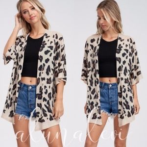 Animal Print Kimono and Shorts Set